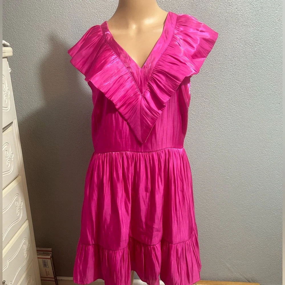 TCEC Hot Pink Ruffled Mini Dress - Picture 4 of 12